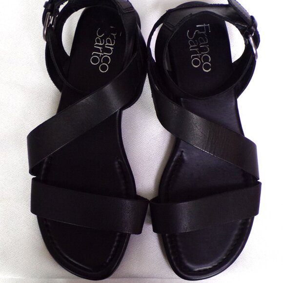 FRANCO SARTO size7M GUSTAR black flat-heel sandals leather uppers bal. synth. - Picture 11 of 16